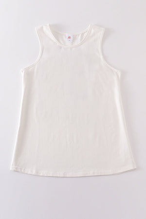 White blank basic kids teens adult tank top