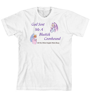 Purple Turtle Gifts - God Sent Me a Bluetick Coonhound T-shirt