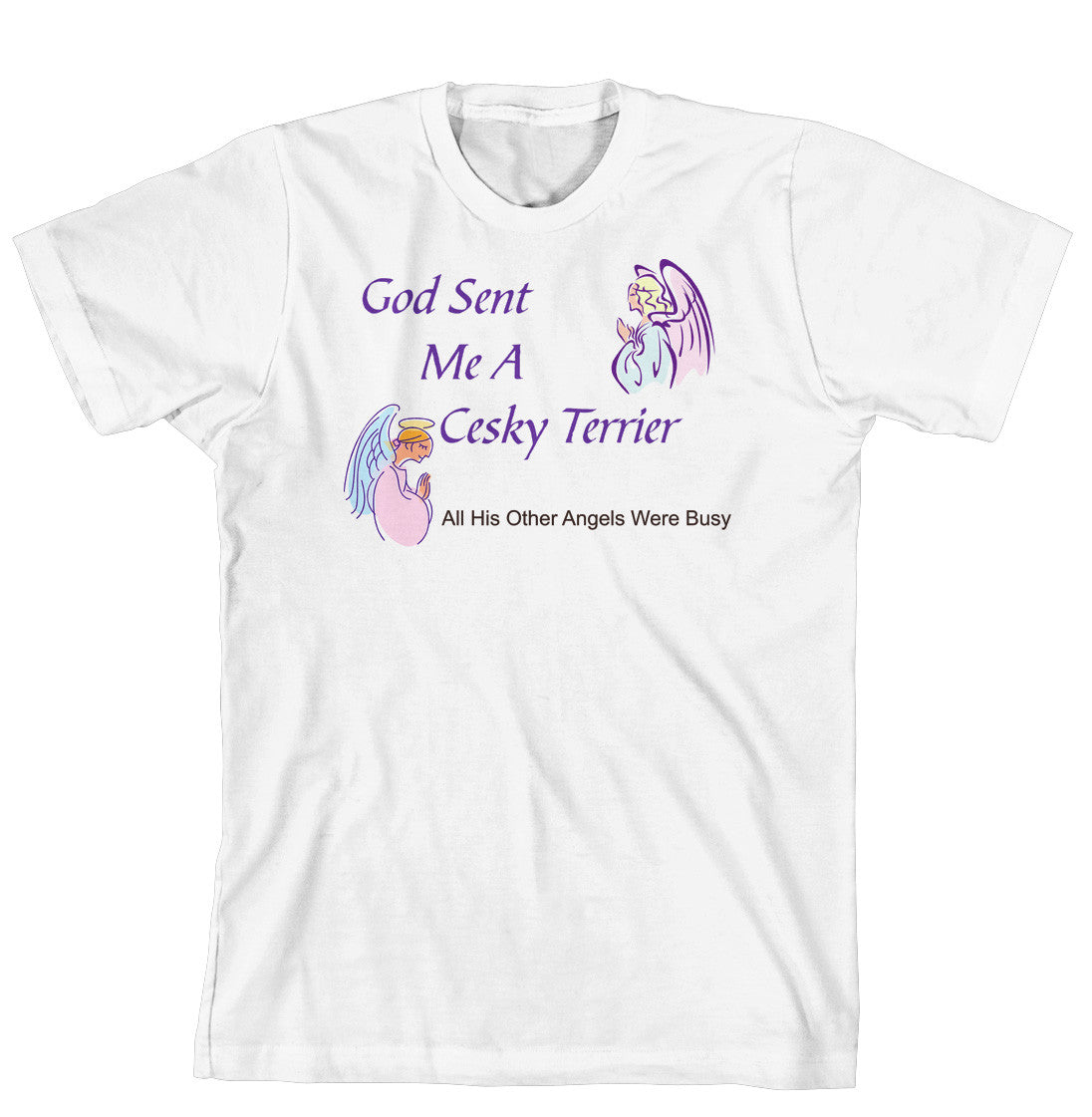 Purple Turtle Gifts - God Sent Me a Cesky Terrier T-shirt