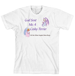 Purple Turtle Gifts - God Sent Me a Cesky Terrier T-shirt