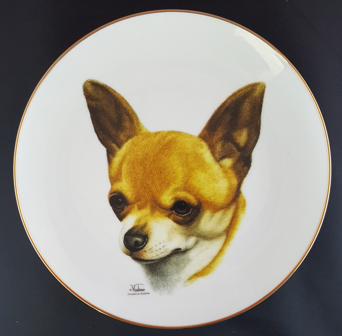 Best Of Breed 8.25in Gold Band Porcelain Plate - Chihuahua (Smooth Coat) (022 SC Chihuahua)