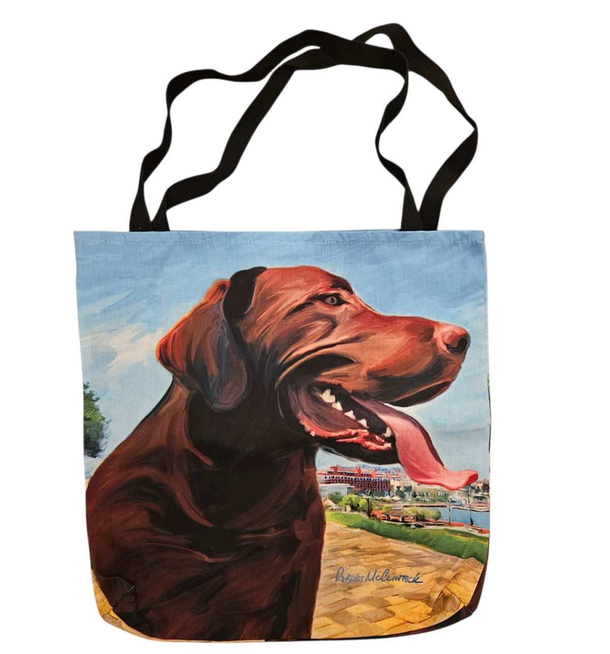 Paws & Whiskers 18in Tote Bag - View From Hill Chocolate Lab