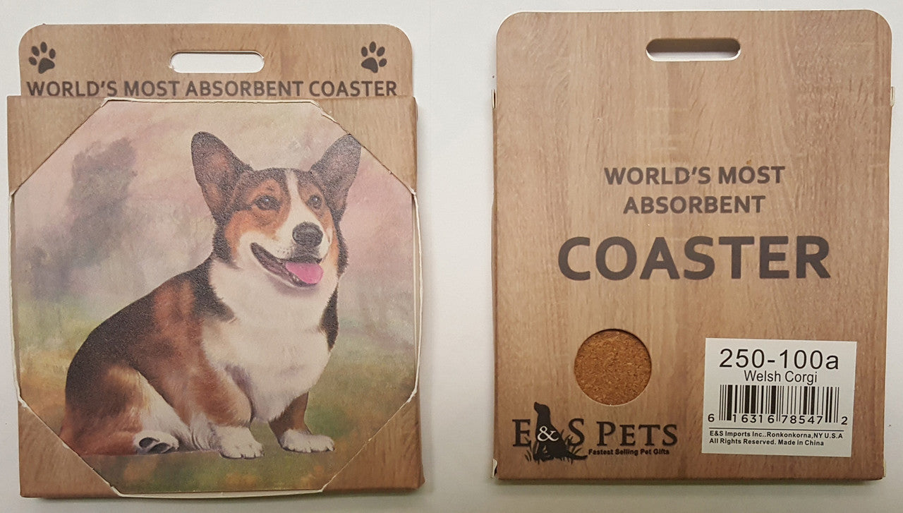 E&S Imports Ceramic Pet Coasters - Welsh Corgi (250-100a)