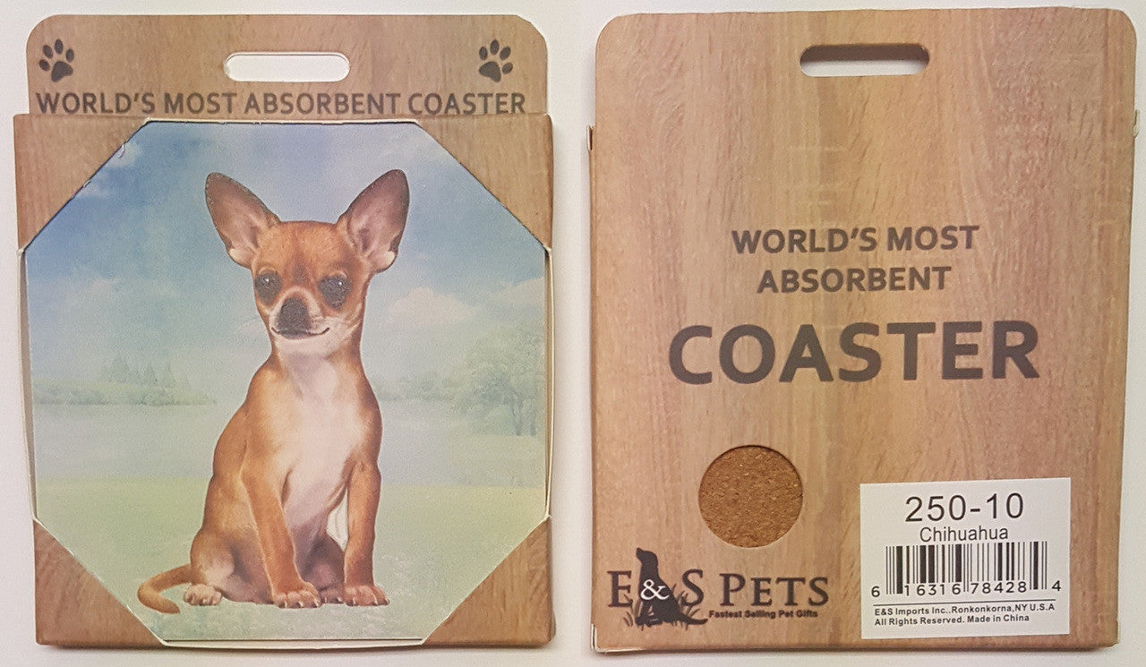 E&S Imports Ceramic Pet Coasters - Chihuahua (Tan ) (E&S-250-10)