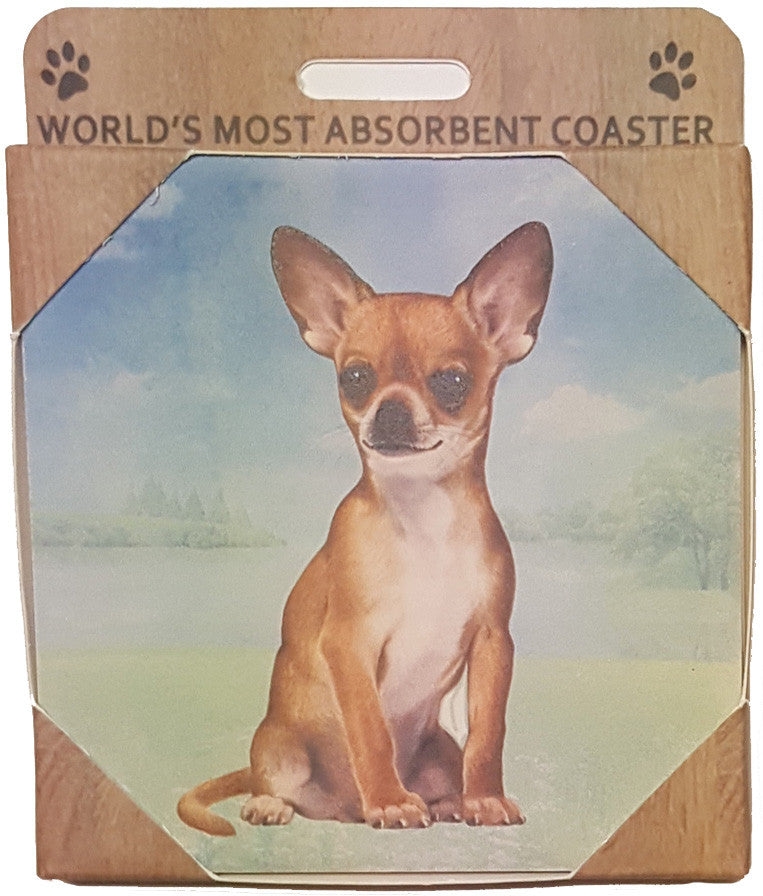 E&S Imports Ceramic Pet Coasters - Chihuahua (Tan ) (E&S-250-10)