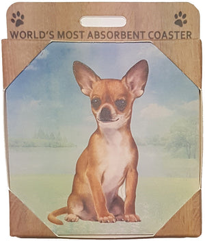 E&S Imports Ceramic Pet Coasters - Chihuahua (Tan ) (E&S-250-10)
