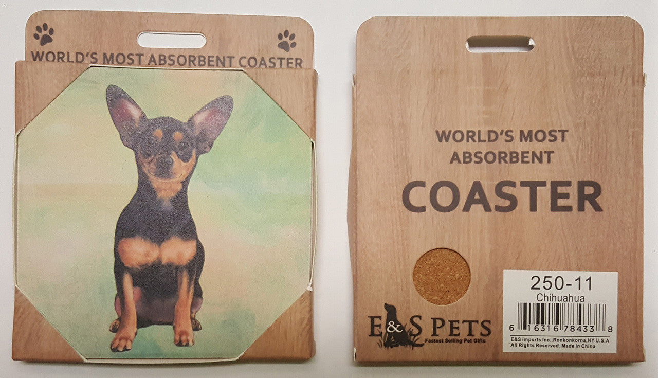 E&S Imports Ceramic Pet Coasters - Chihuahua (Black) (250-11)