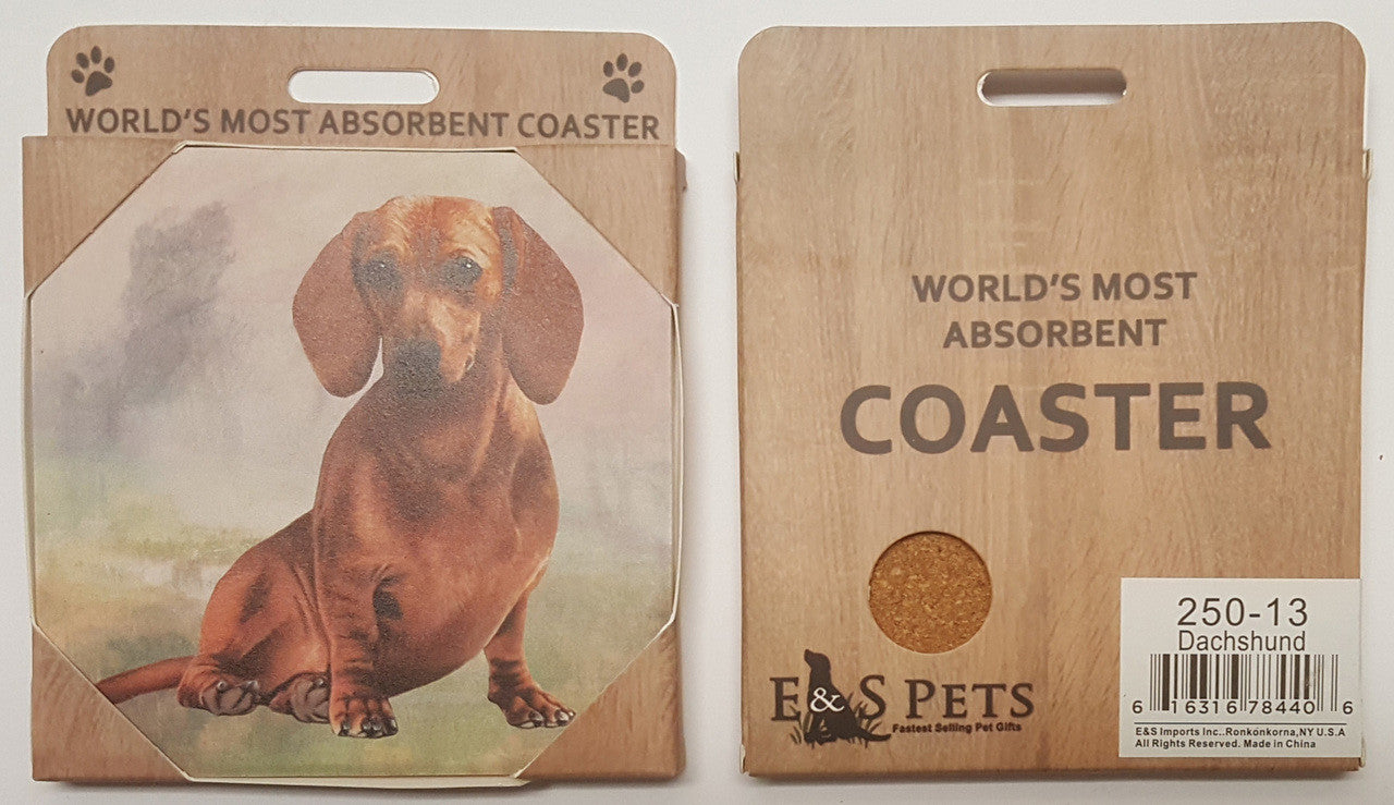 E&S Imports Ceramic Pet Coasters - Dachshund (Red) (250-13)