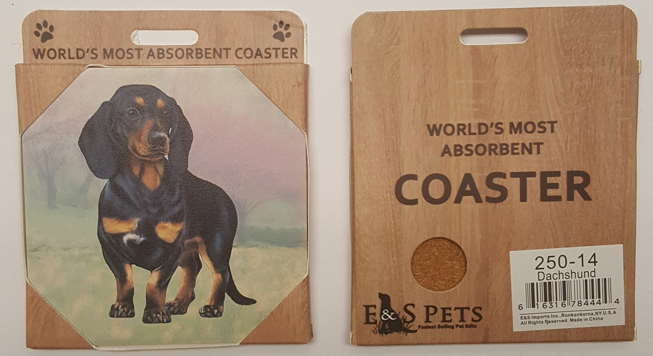E&S Imports Ceramic Pet Coasters - Dachshund (Black) (250-14)