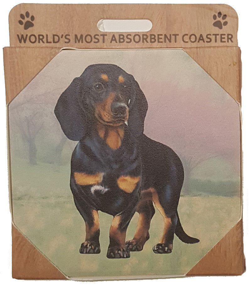 E&S Imports Ceramic Pet Coasters - Dachshund (Black) (250-14)