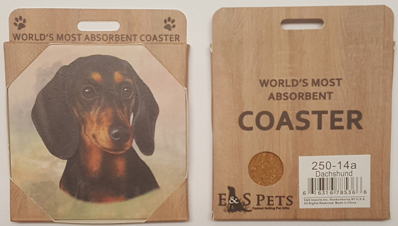 E&S Imports Ceramic Pet Coasters - Dachshund Black (250-14a)