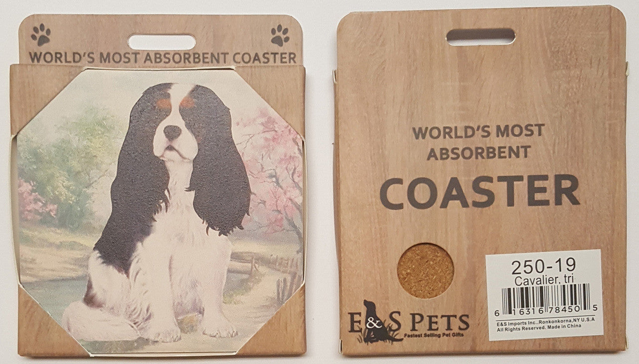 E&S Imports Ceramic Pet Coasters - Cavalier King Charles (Tri-color) (250-19)