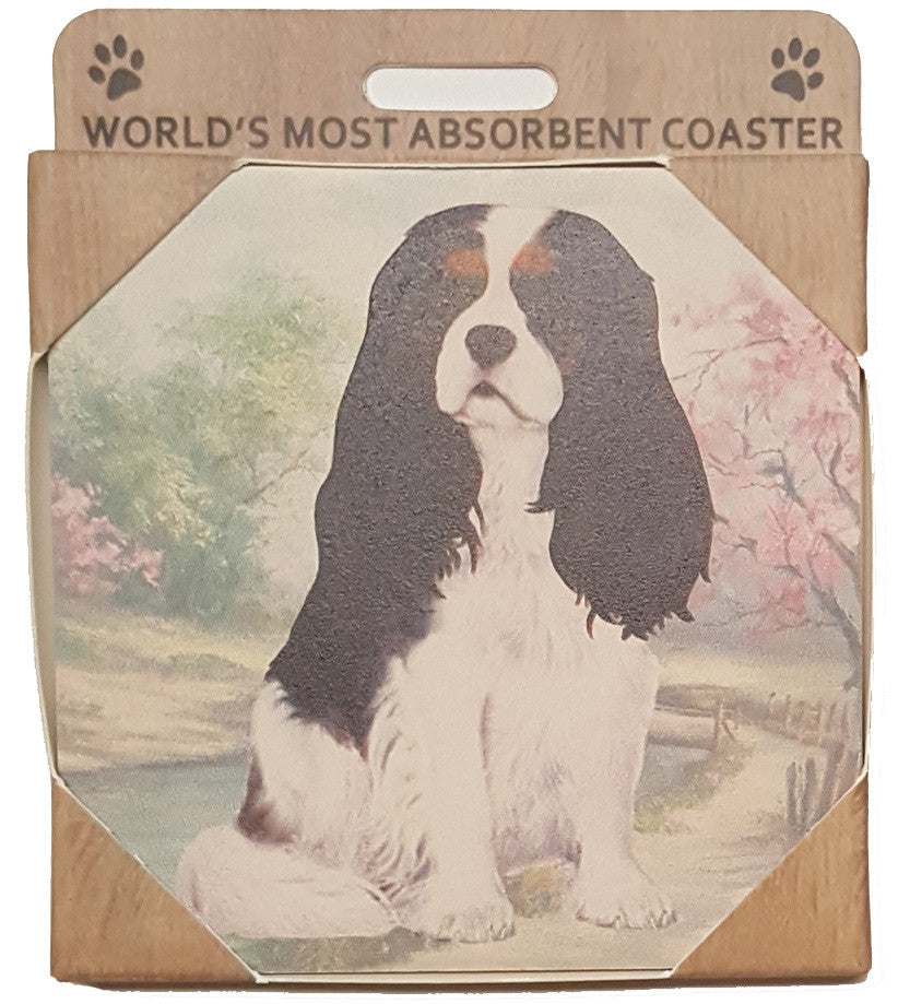 E&S Imports Ceramic Pet Coasters - Cavalier King Charles (Tri-color) (250-19)