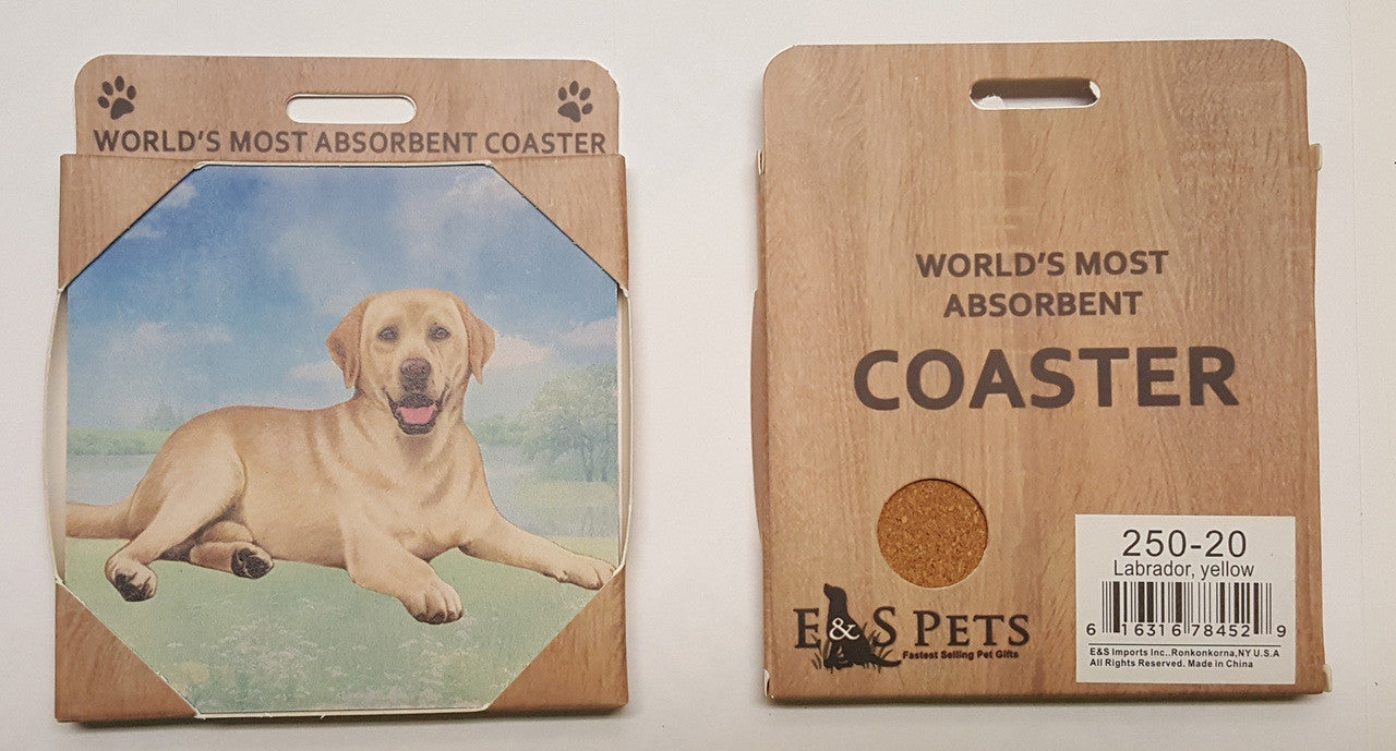 E&S Imports Ceramic Pet Coasters - Yellow Labrador Retriever  (250-20)