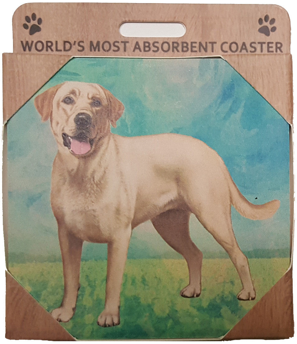 E&S Imports Ceramic Pet Coasters - Labrador Retriever - Yellow (250-20a)