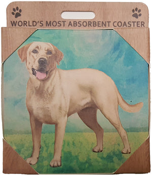 E&S Imports Ceramic Pet Coasters - Labrador Retriever - Yellow (250-20a)