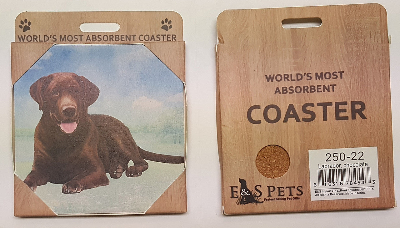 E&S Imports Ceramic Pet Coasters - Chocolate Labrador (250-22)