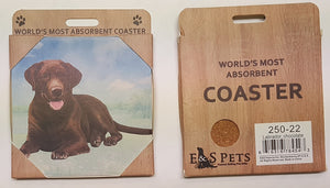E&S Imports Ceramic Pet Coasters - Chocolate Labrador (250-22)