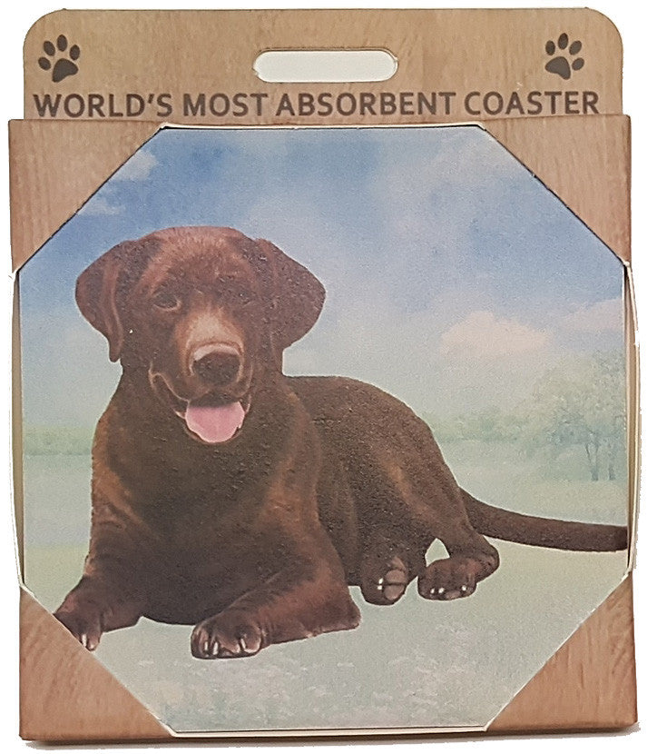 E&S Imports Ceramic Pet Coasters - Chocolate Labrador (250-22)