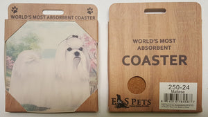 E&S Imports Ceramic Pet Coasters - Maltese (250-24)