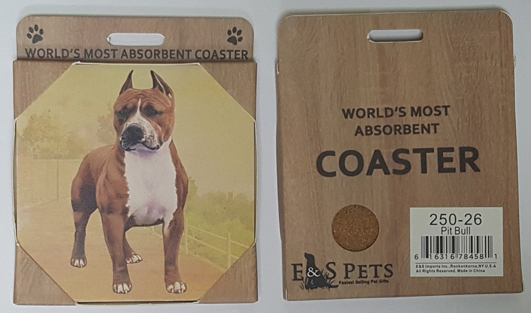 E&S Imports Ceramic Pet Coasters - Pit Bull (Brindle) (250-26)