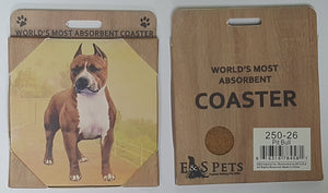E&S Imports Ceramic Pet Coasters - Pit Bull (Brindle) (250-26)