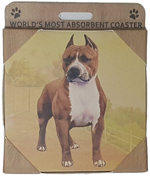 E&S Imports Ceramic Pet Coasters - Pit Bull (Brindle) (250-26)