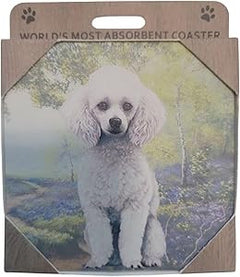 E&S Imports Ceramic Pet Coasters - Poodle (White) (250-28)