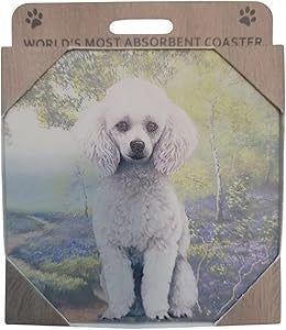 E&S Imports Ceramic Pet Coasters - Poodle (White) (250-28)