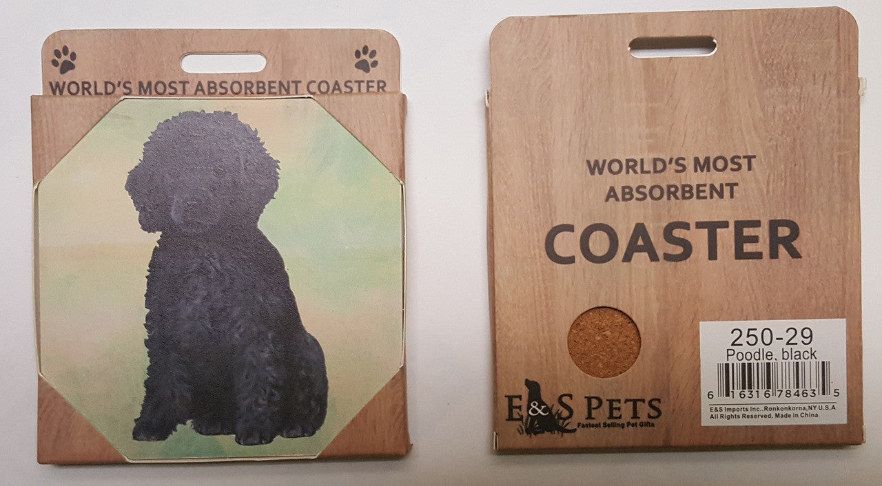 E&S Imports Ceramic Pet Coasters - Poodle (Black) (250-29)