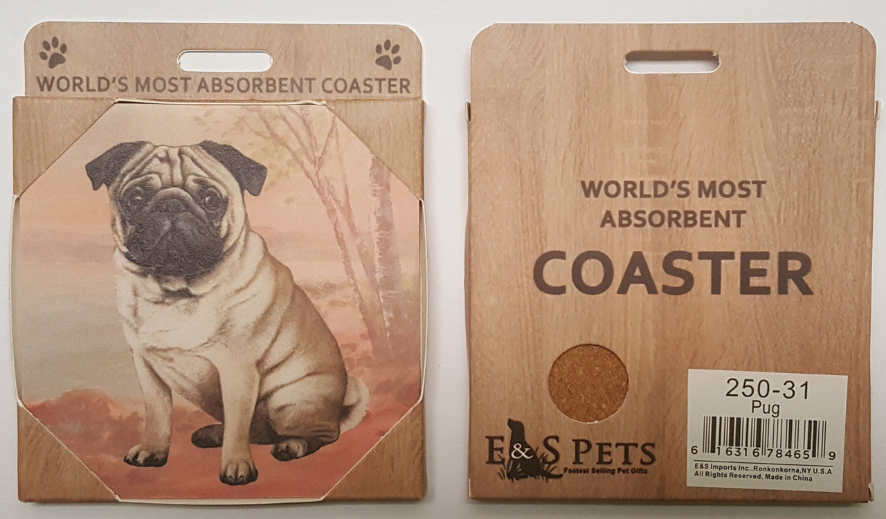E&S Imports Ceramic Coasters - Pug (250-31)