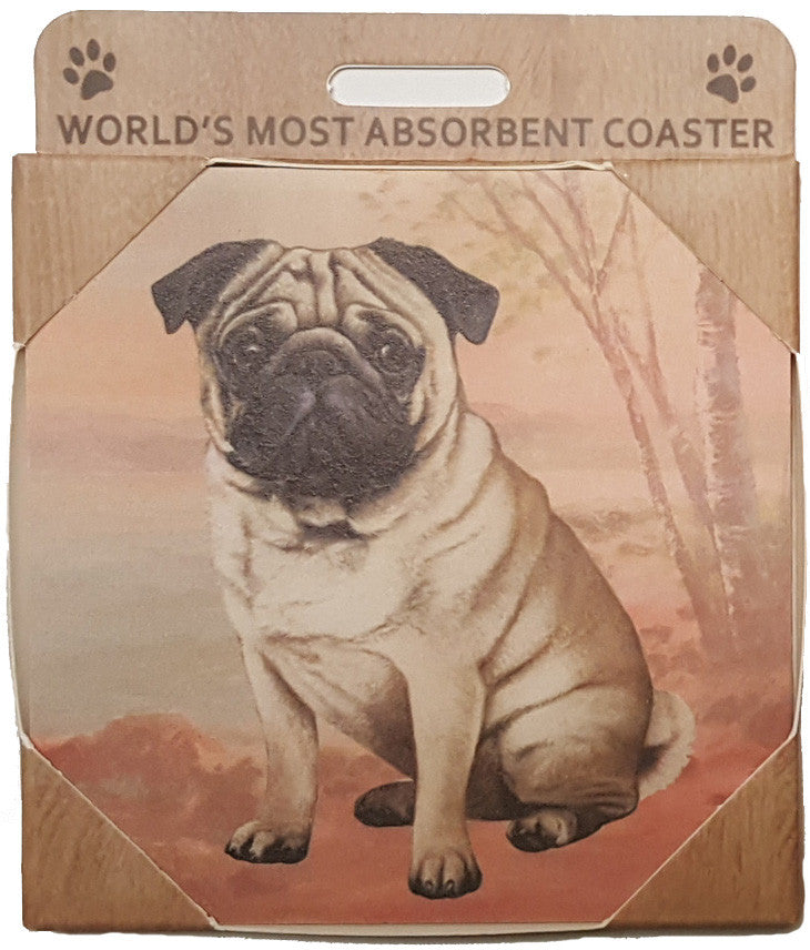 E&S Imports Ceramic Coasters - Pug (250-31)