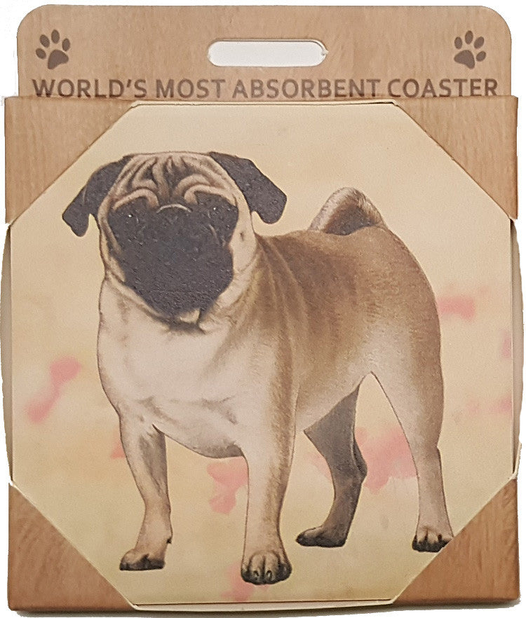 E&S Imports Ceramic Coasters - Pug (250-31a)