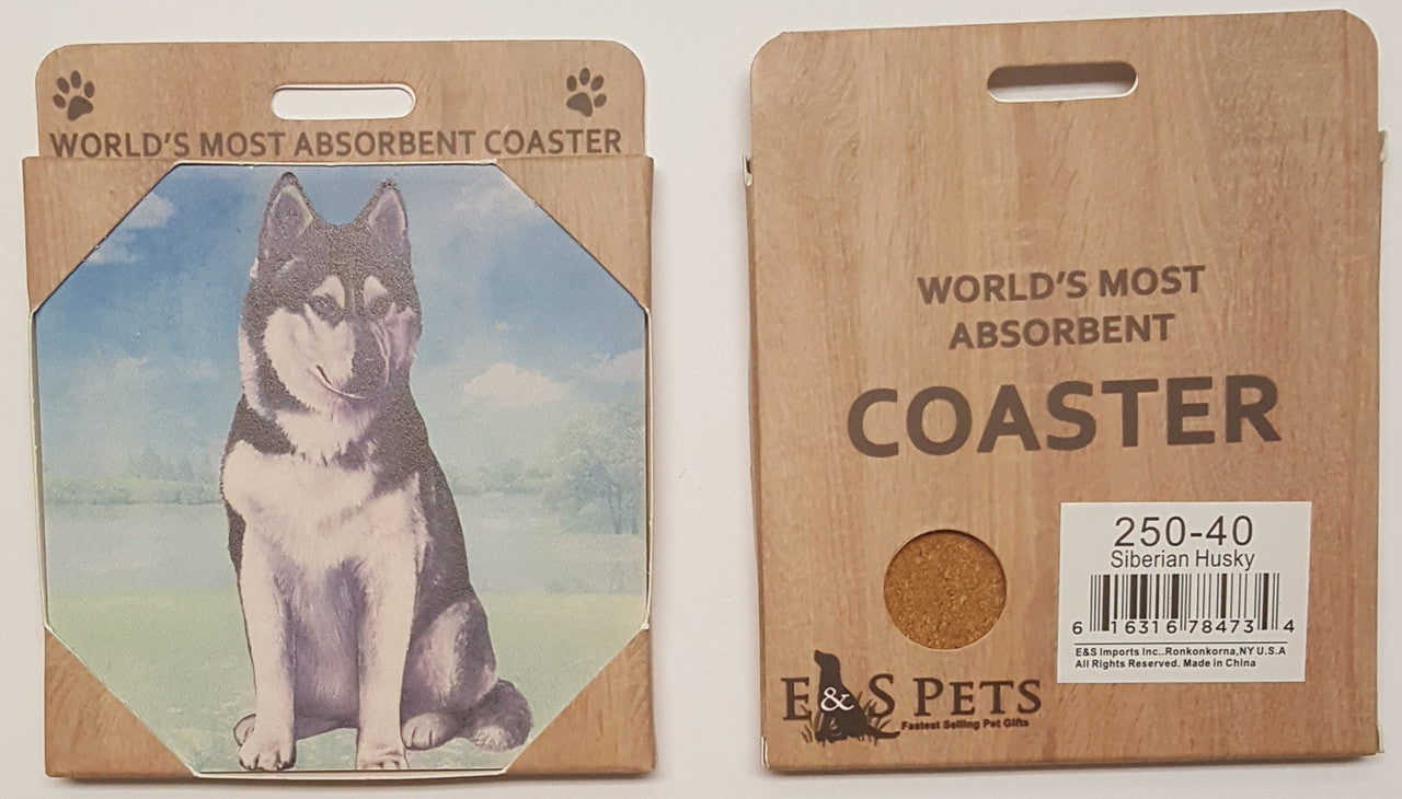 E&S Imports Ceramic Pet Coasters - Siberian Husky (250-40)