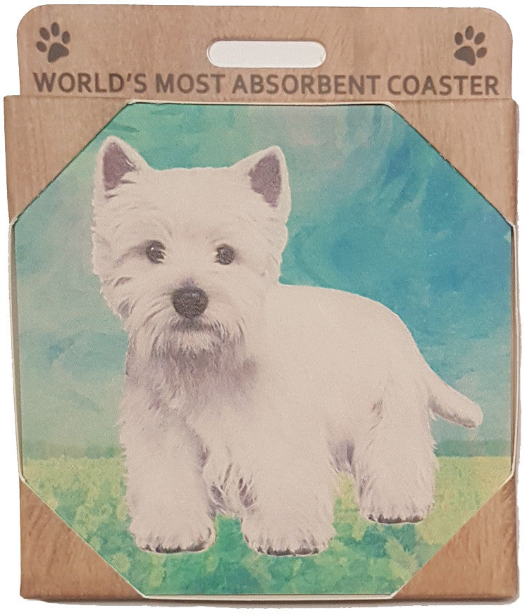 E&S Imports Ceramic Pet Coasters - Wesh Highland Terrier (Westie) (250-45)