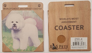E&S Imports Ceramic Pet Coasters - Bichon Frise (250-4)