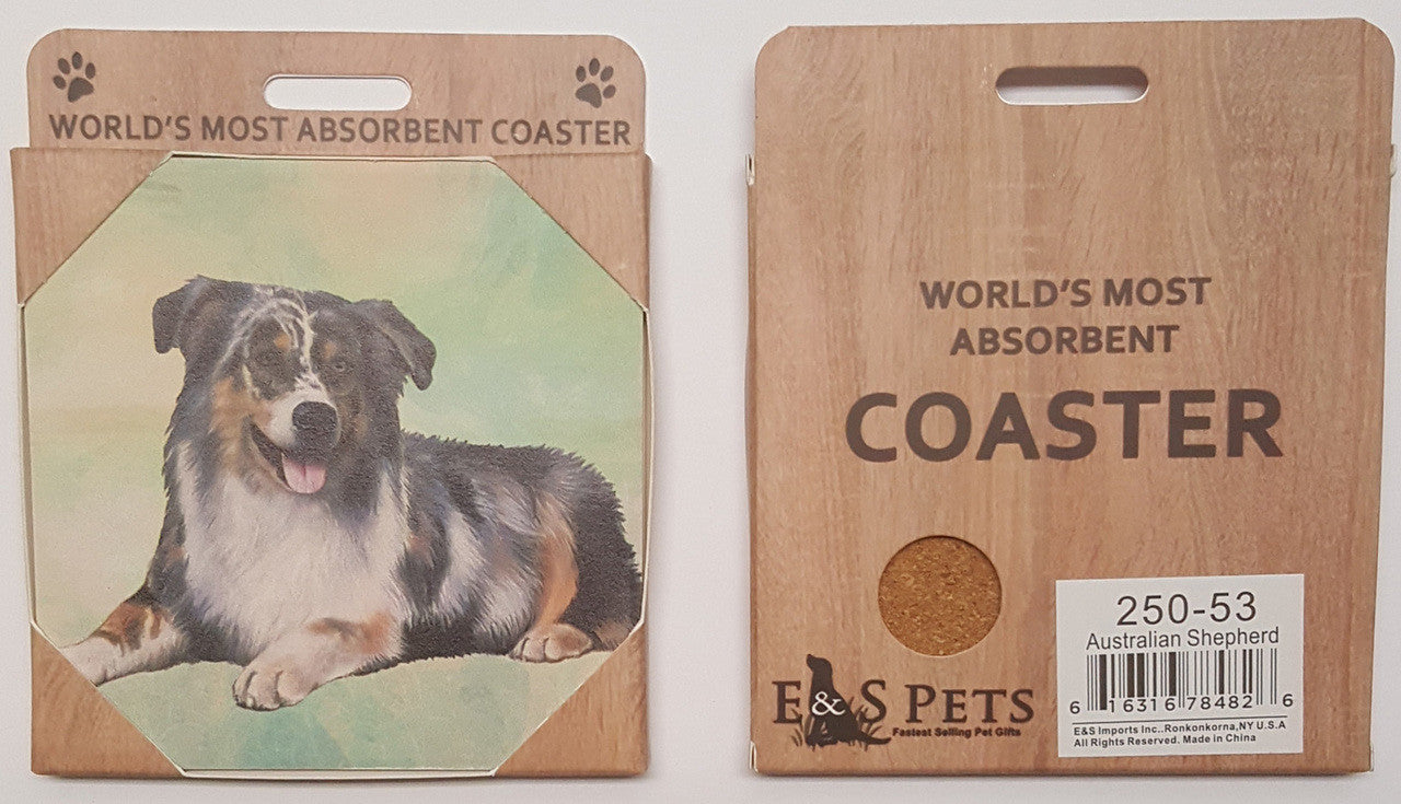 E&S Imports Ceramic Pet Coasters - Australian Shepherd (250-53)
