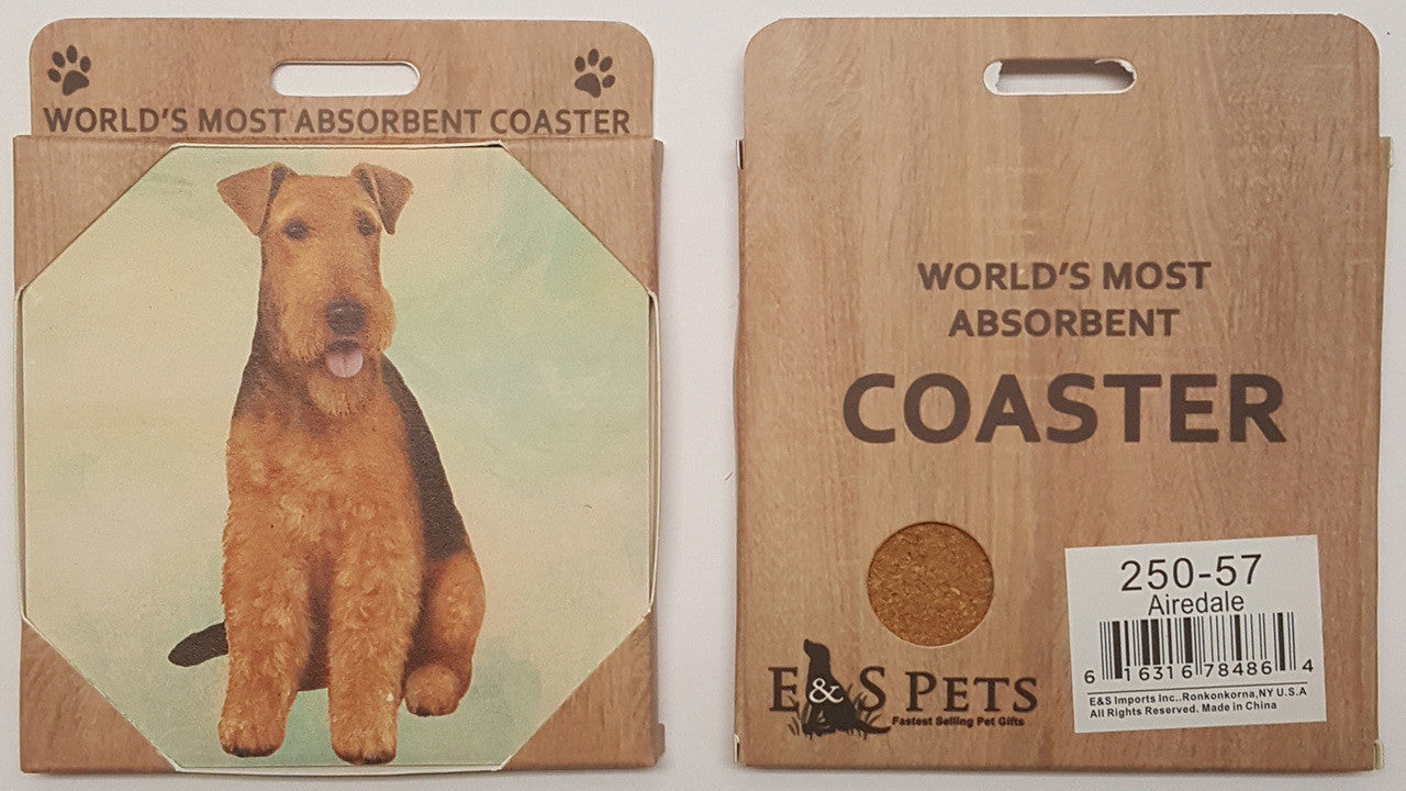 E&S Imports Ceramic Pet Coasters - Airedale (250-57)