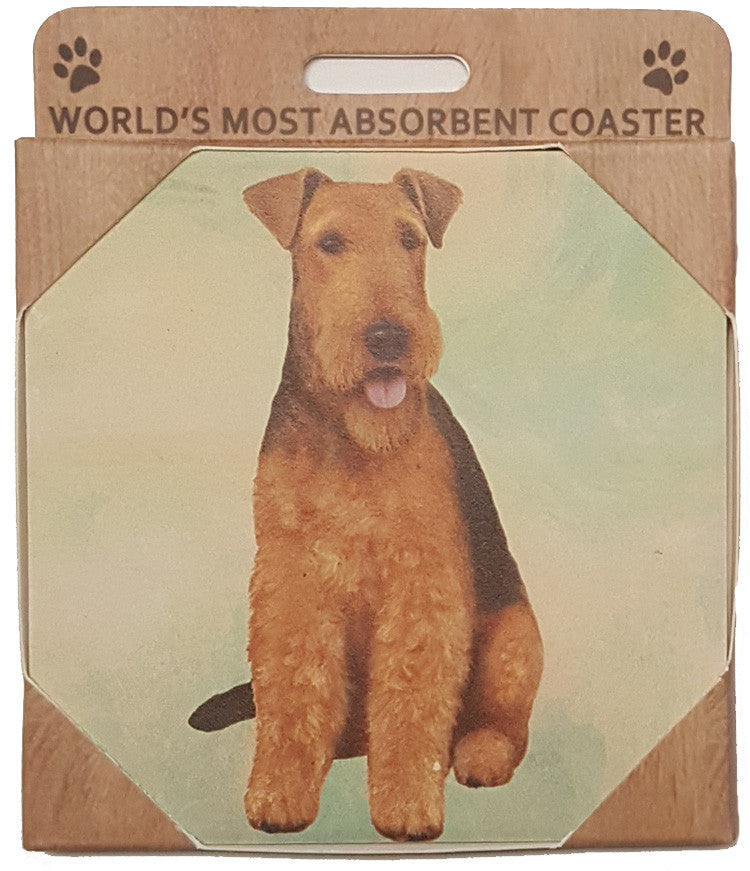 E&S Imports Ceramic Pet Coasters - Airedale (250-57)