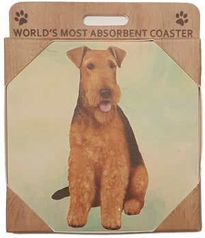 E&S Imports Ceramic Pet Coasters - Airedale (250-57)