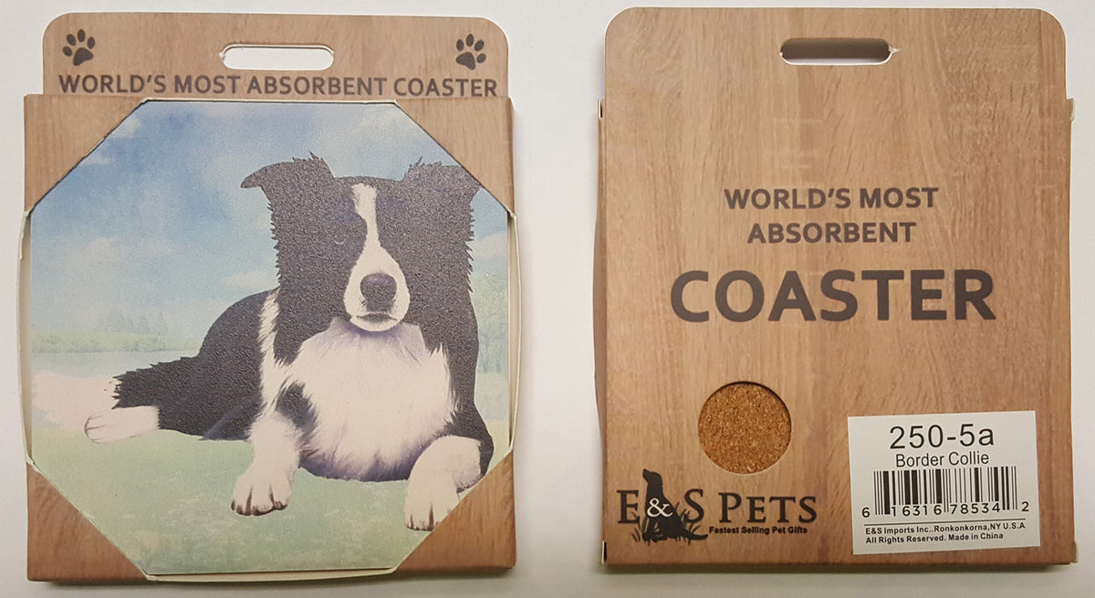 E&S Imports Ceramic Pet Coasters - Border Collie (250-5a)