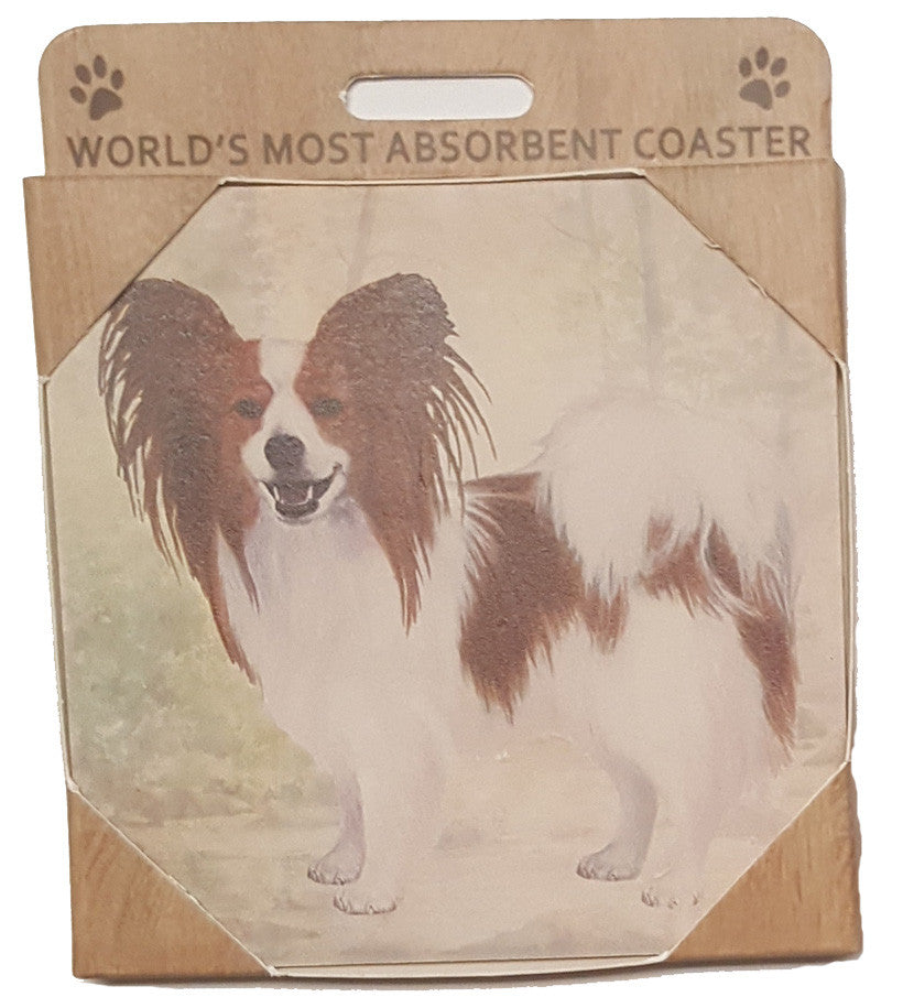 E&S Imports Ceramic Pet Coasters - Papillon (250-63)