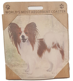 E&S Imports Ceramic Pet Coasters - Papillon (250-63)