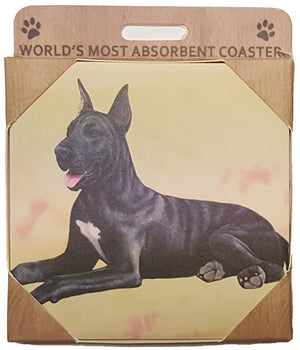 E&S Imports Ceramic Pet Coasters - Great Dane, Black (250-66b)