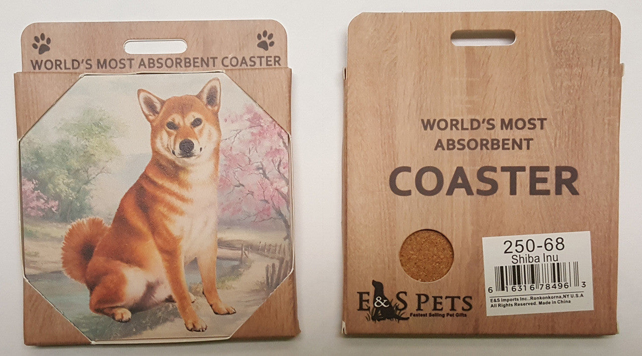 E&S Imports Ceramic Pet Coasters - Shiba Inu (250-68)