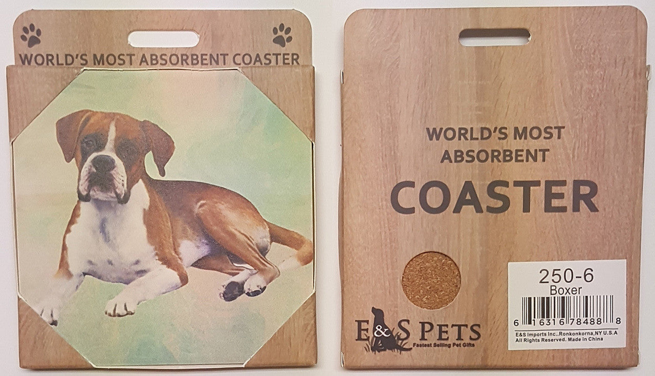 E&S Imports Ceramic Pet Coasters - Boxer (Uncropped) (250-6)