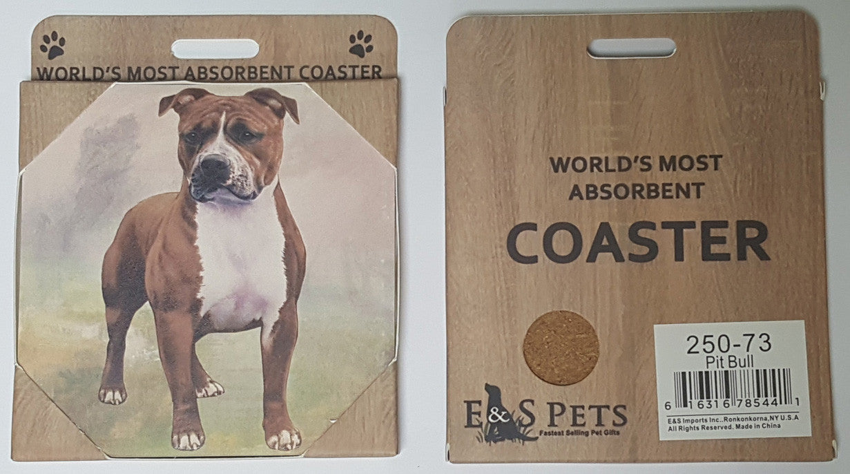 E&S Imports Ceramic Pet Coasters - Pit Bull (250-73)