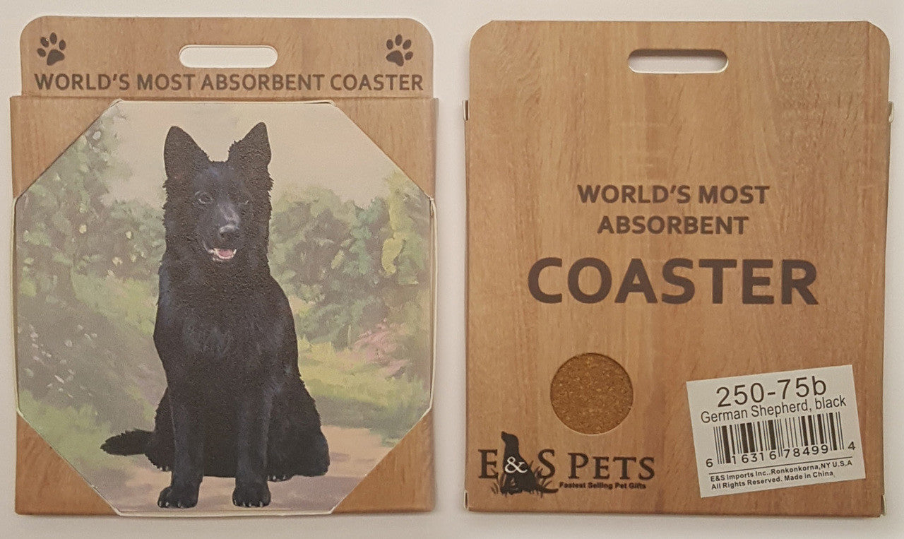E&S Imports Ceramic Pet Coasters - German Shepherd (Black) (250-75b)