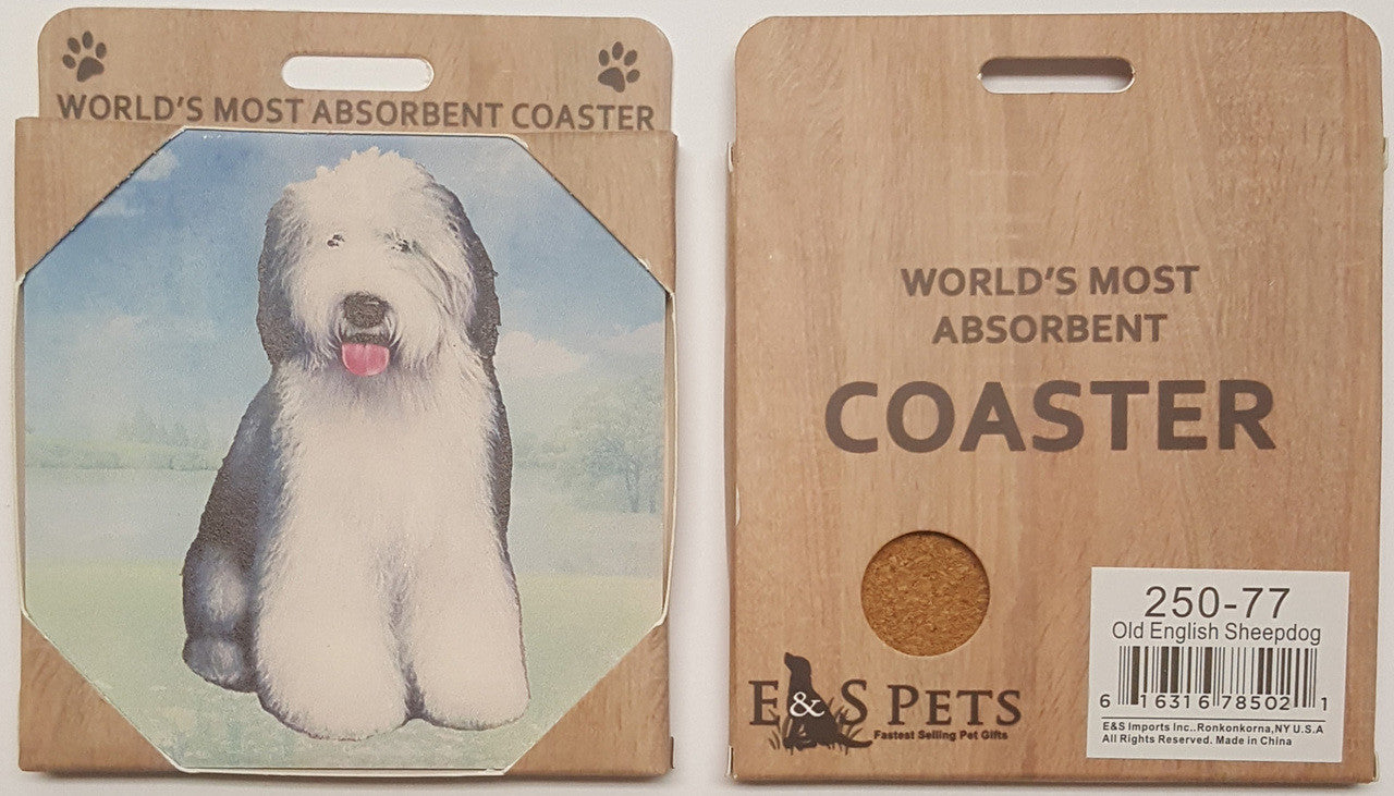 E&S Imports Ceramic Pet Coasters - Old English Sheepdog (250-77)