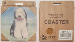 E&S Imports Ceramic Pet Coasters - Old English Sheepdog (250-77)